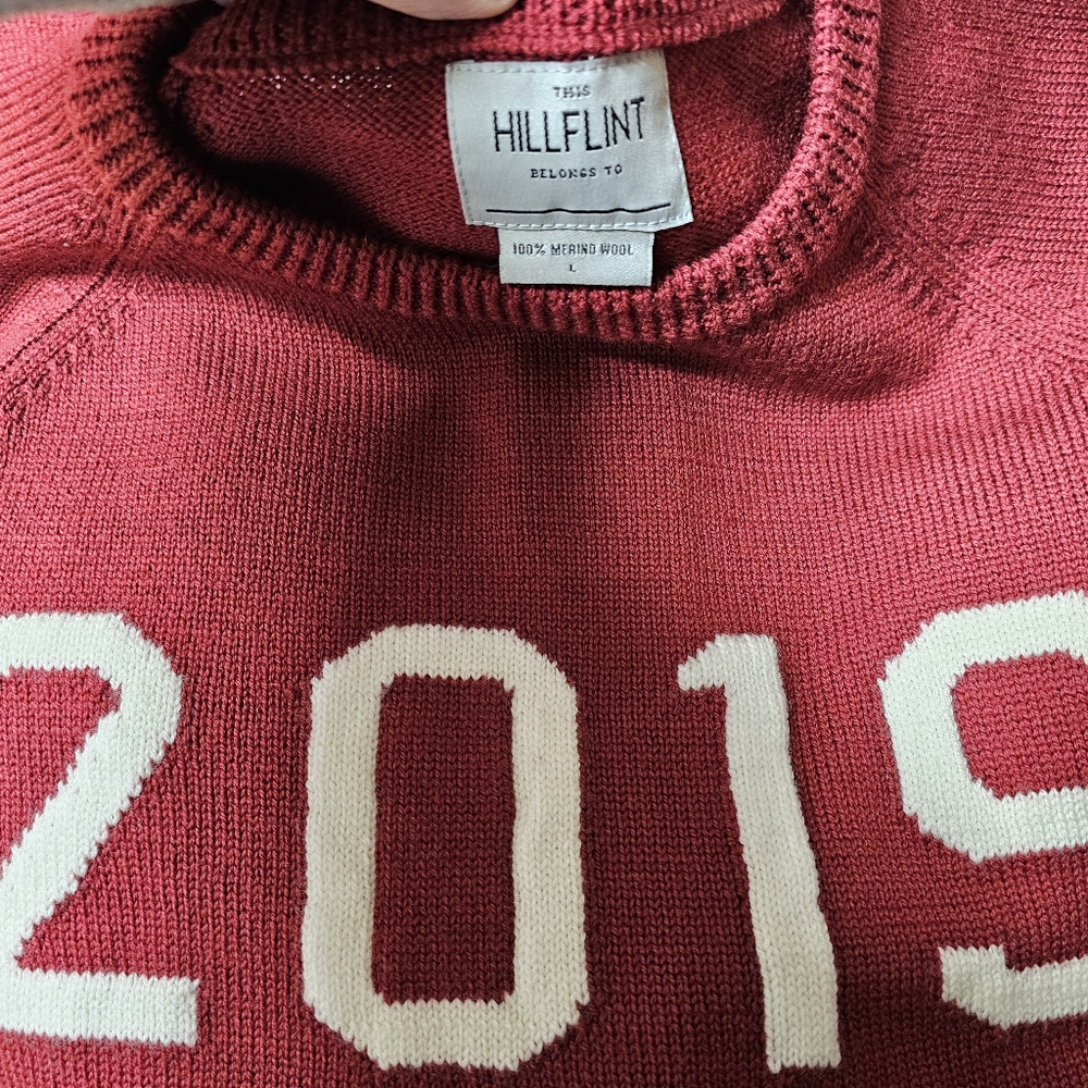 Hillflint Class Of 2019 University Merino Wool Sweater Size Large NWTs - Picture 2 of 9